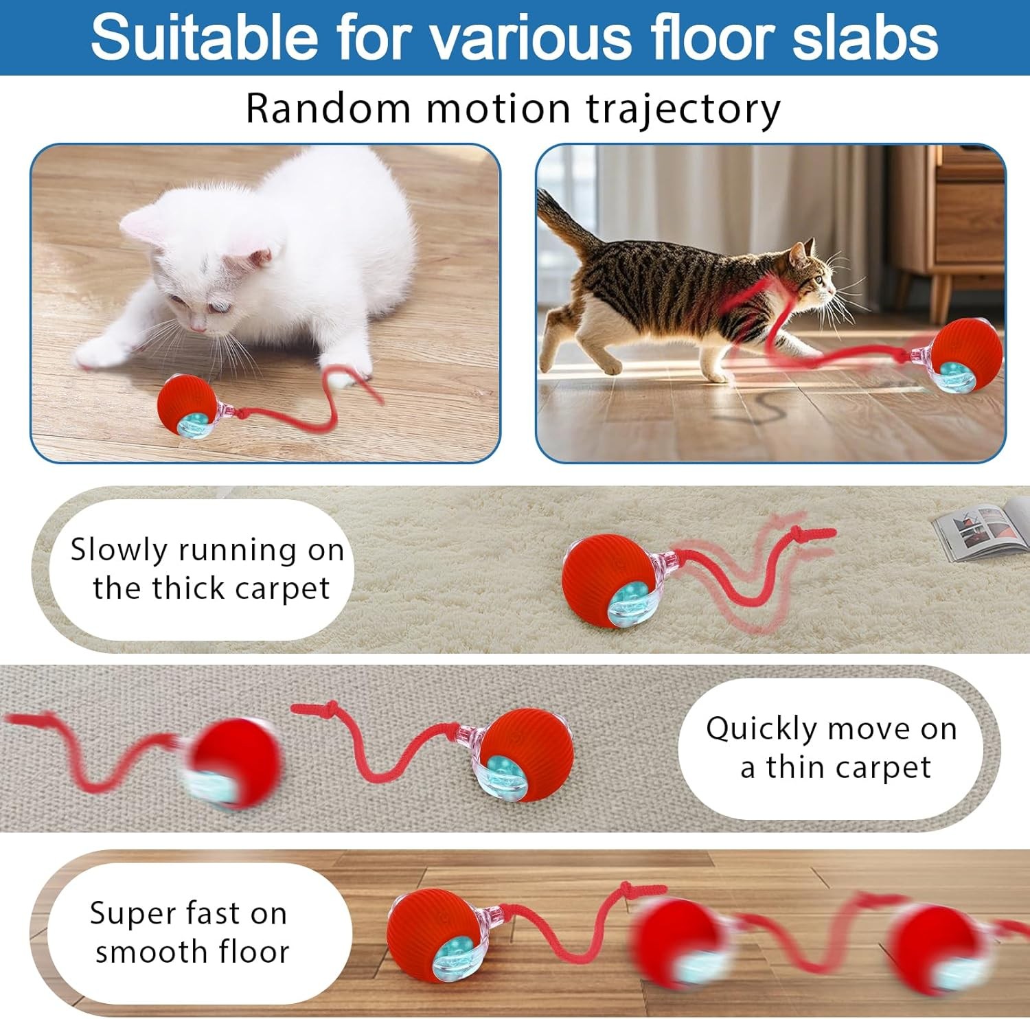 Interactive cat Toys for Indoor Cats, Speedy Tail 3.0 Cat Toy, Motion Activate c
