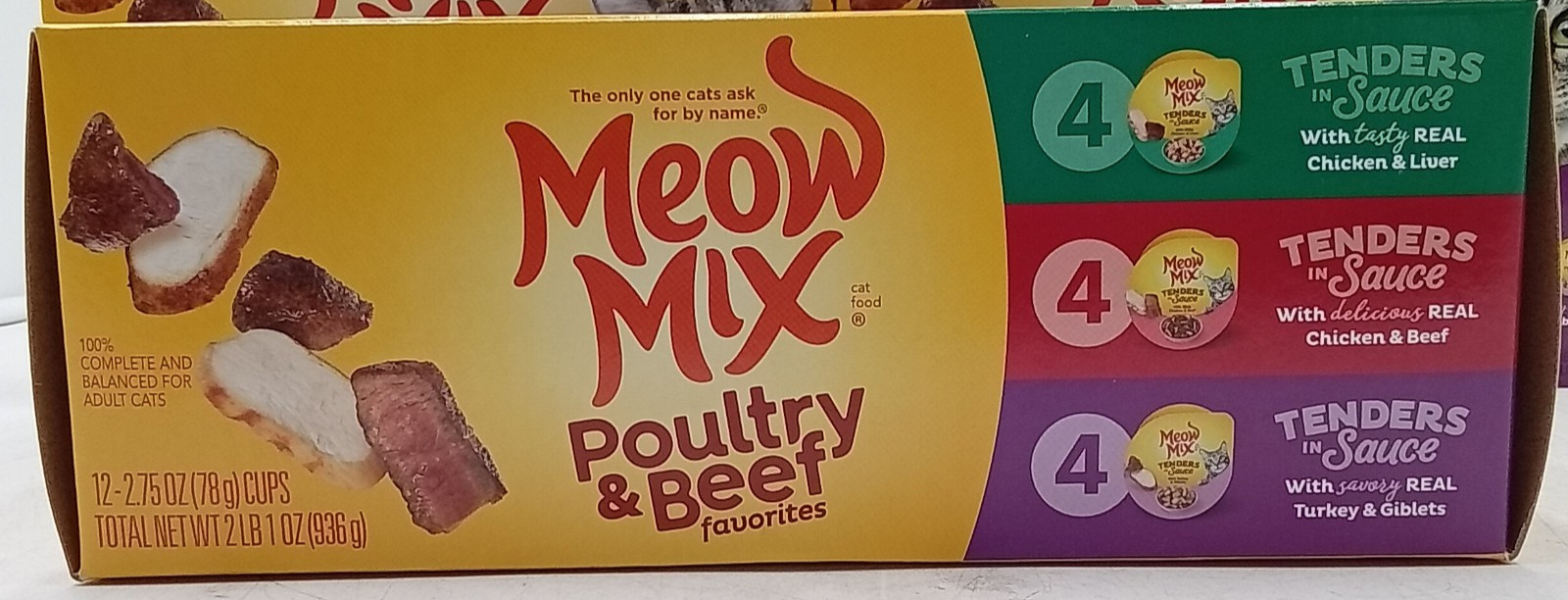 Meow Mix Tender Favorites Poultry & Beef Variety Pack 12 ct Lot of 4 BB 11/27