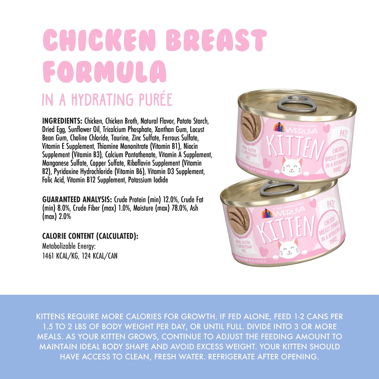 Weruva Kitten, Chicken Breast Formula in a Hydrating 3 Ounce (Pack of 12)