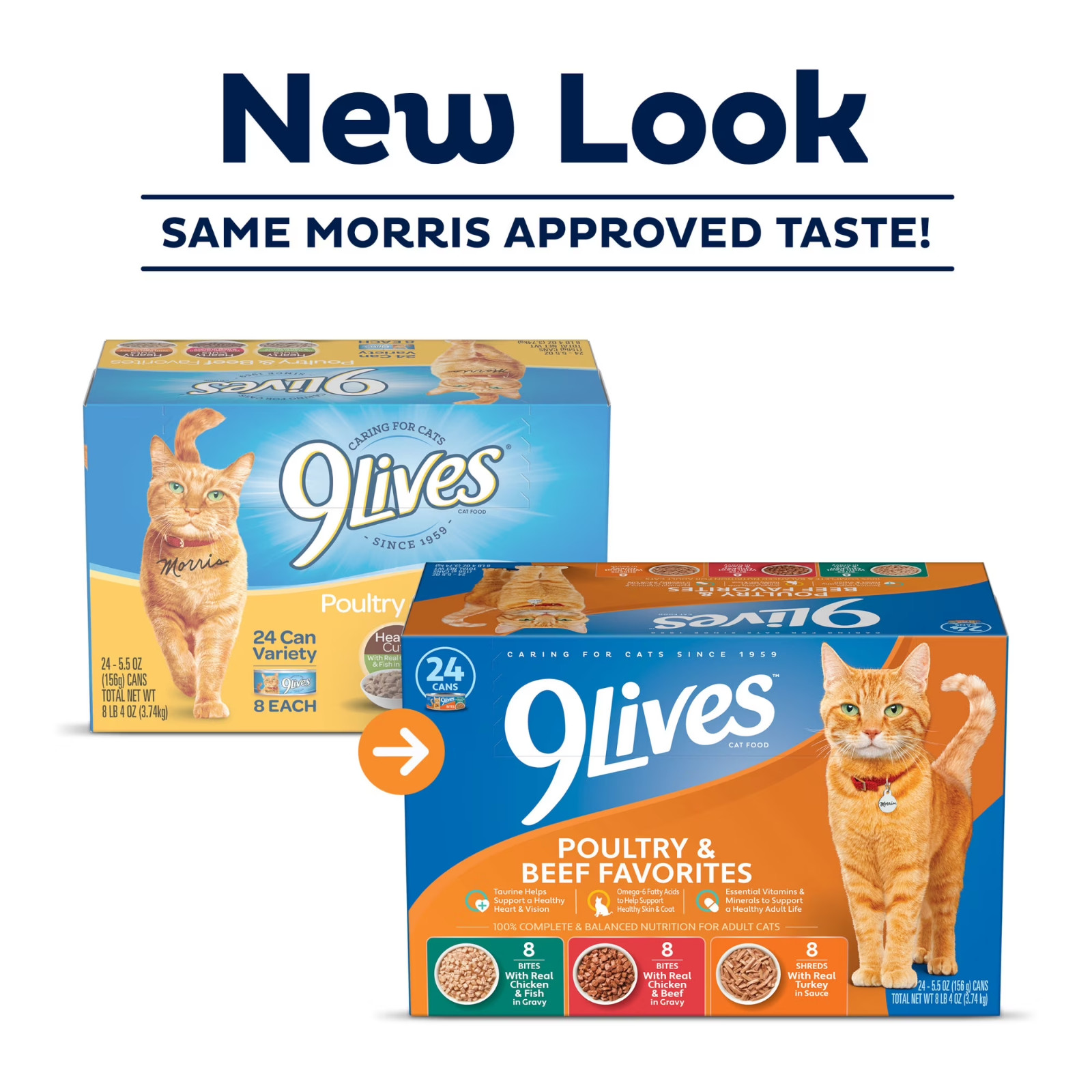 3 pack 9Lives Poultry & Beef Favorites Wet Cat Food Variety Pack, 5.5 oz. Cans