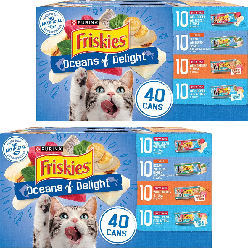 80 Pack Purina Friskies Ocean Of Delight Gravy Variety Pack Wet Cat Food 5.5 oz