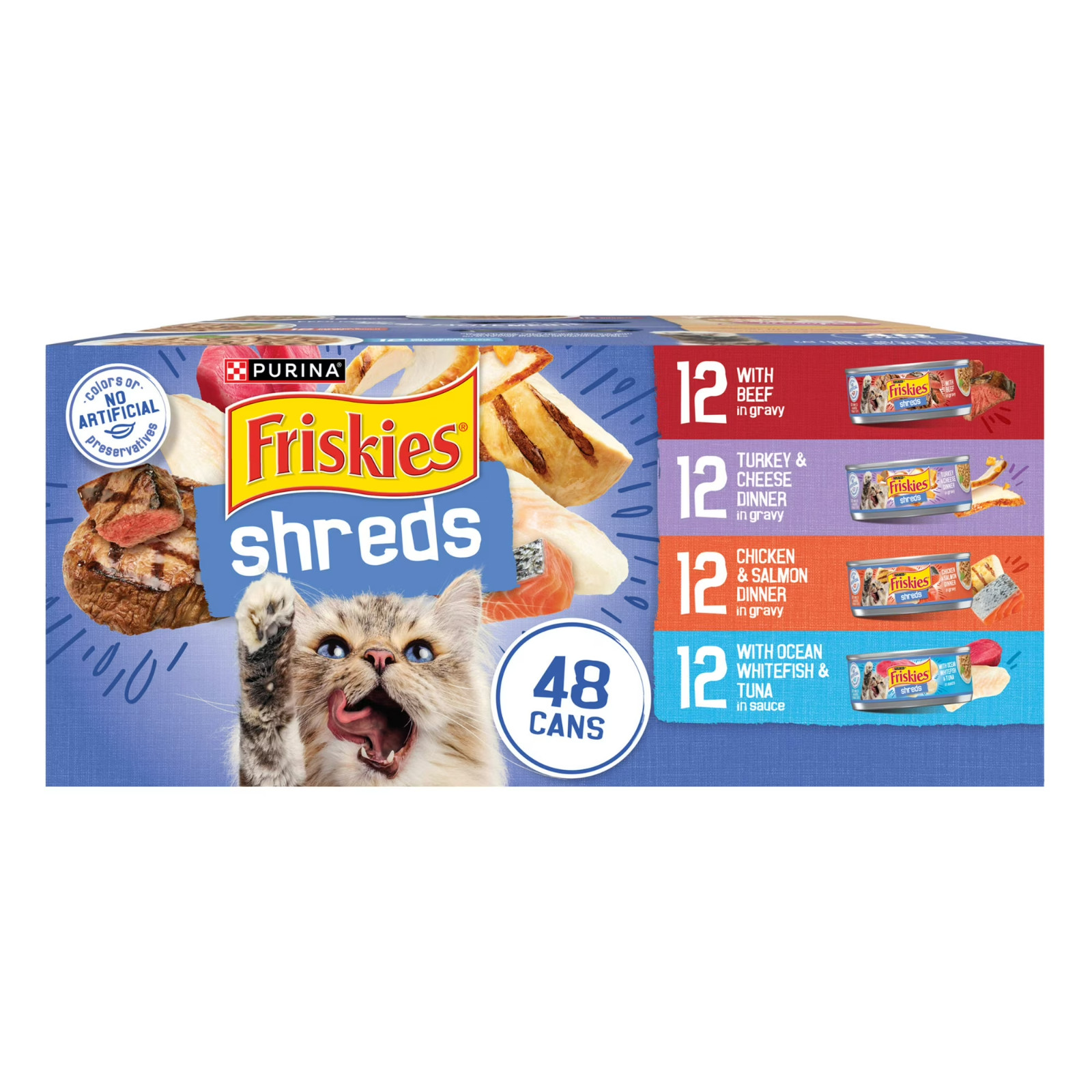 Purina Friskies Shreds Gravy Variety Pack, Wet Cat Food, 5.5 oz Cans