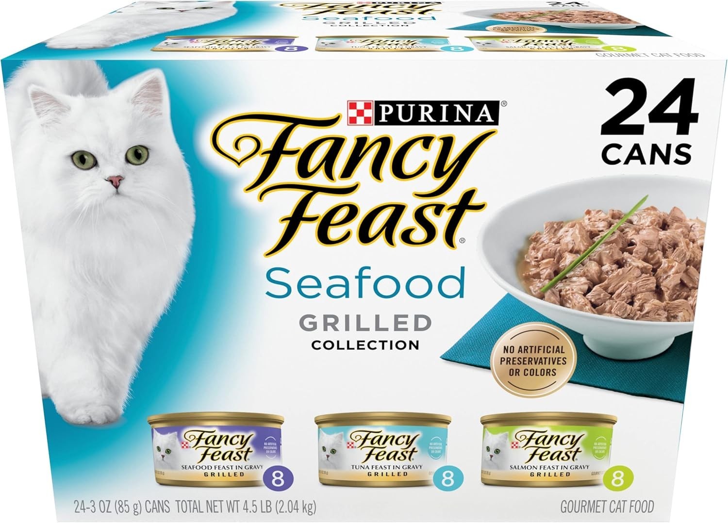 Purina Fancy Feast Grilled Wet Cat Food Variety Pack Seafood – 24 x 3oz Cans