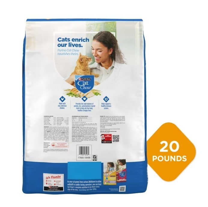 Purina Cat Chow Complete Dry Cat Food High Protein Real Chicken 20 lb