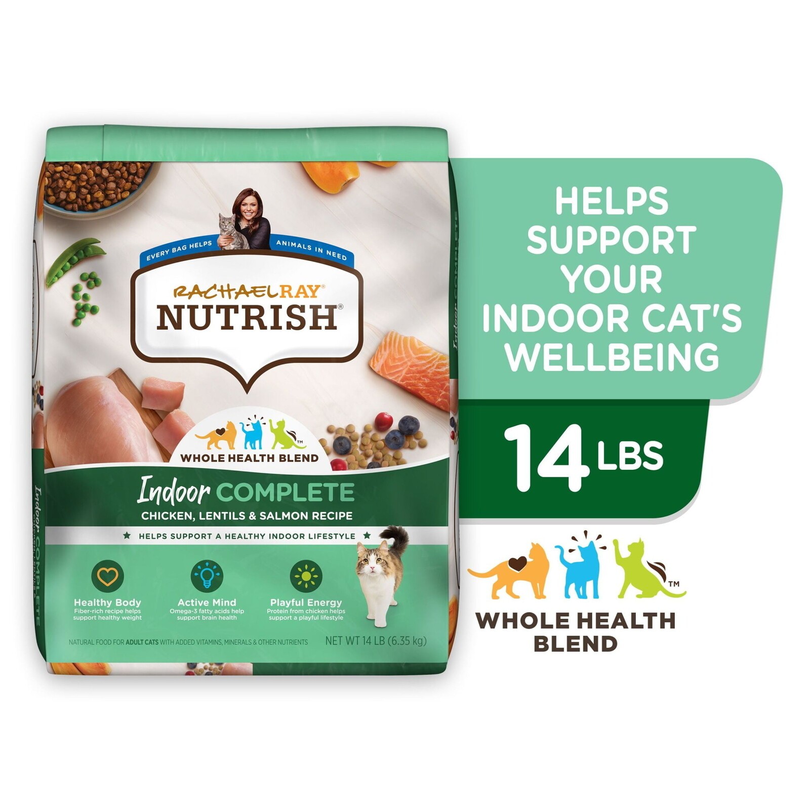 Indoor Complete Natural Premium Dry Cat Food Chicken With Lentils & Salmon 14Lbs
