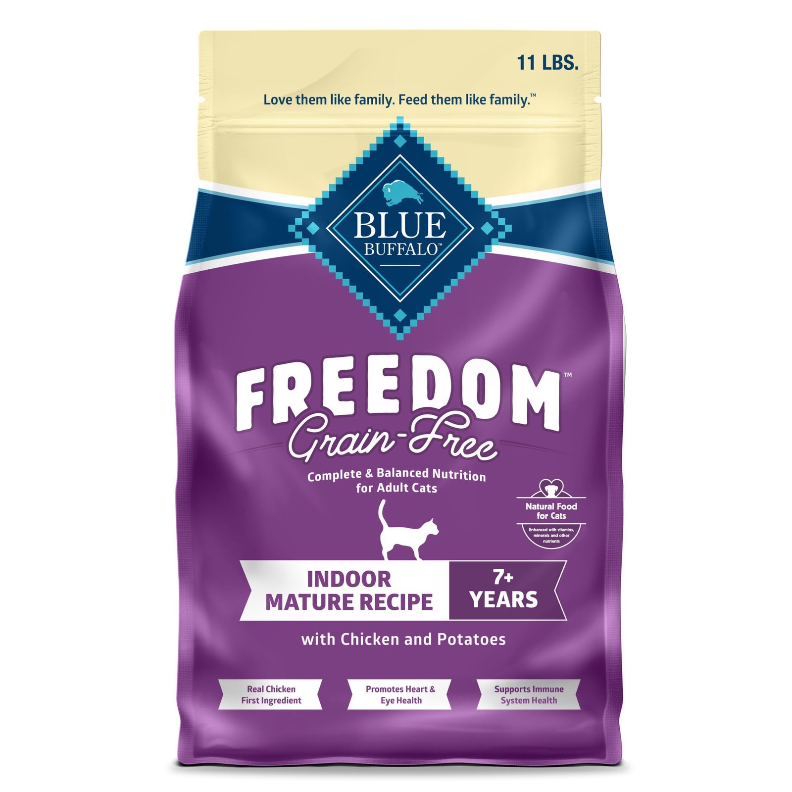 Blue Buffalo Freedom Grain-Free Dry Cat Food for Mature 1 Count (Pack of 1)