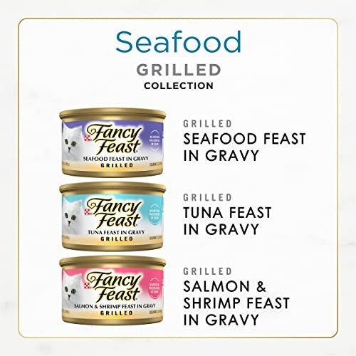 Gourmet Grilled Wet Cat Food Variety Pack – Seafood Collection, 3 oz Cans (60 Pa