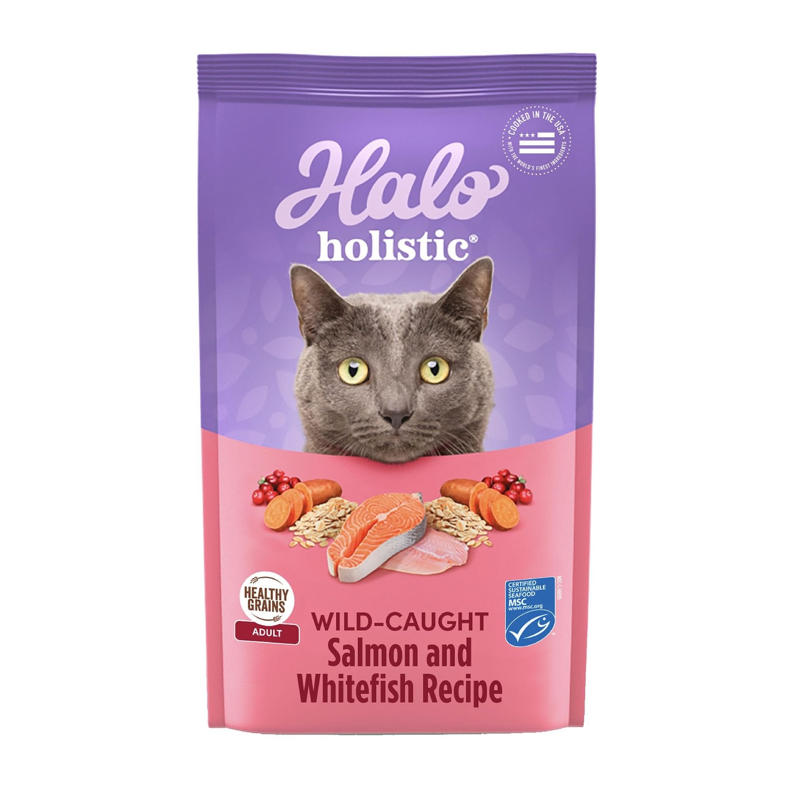 Halo Holistic Wild Caught Salmon Whitefish Recipe Cat Food 3 lb Natural Dry Food