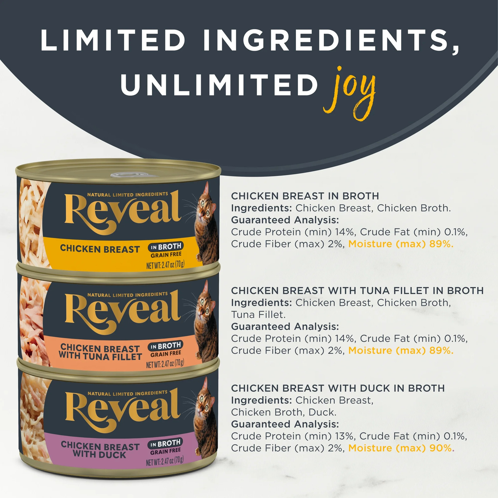 Reveal Natural Wet Cat Food, Chicken in Broth Variety Pack, 8 X 2.47Oz