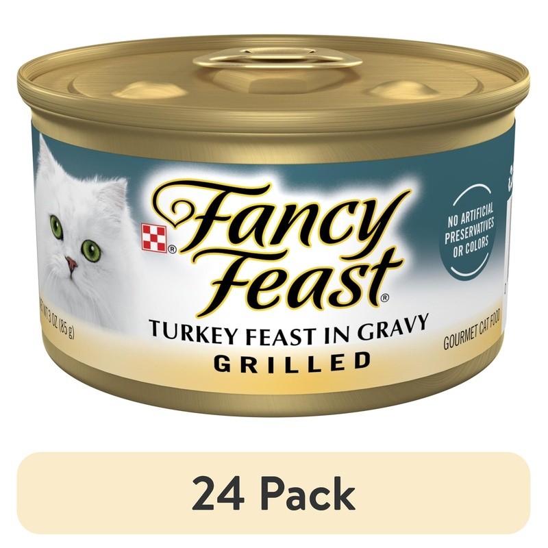 Turkey Wet Cat Food Grilled in Gravy Protein Rich Tender Texture 3oz Can New
