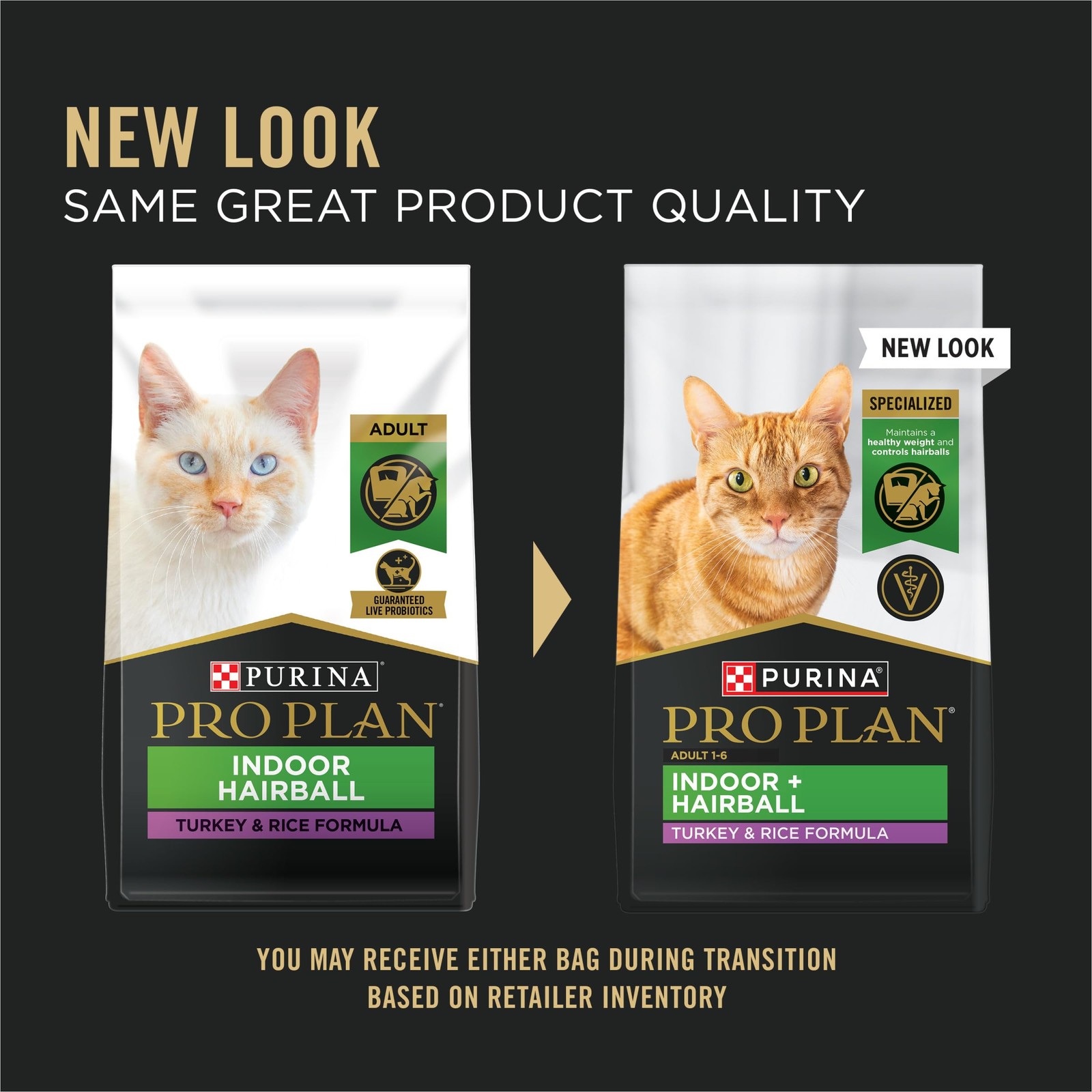Purina Pro Plan Hairball Management Indoor Cat Food Turkey Rice 16 lb Bag