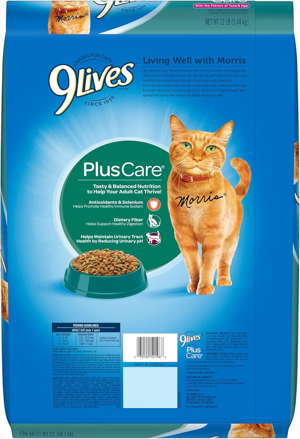 9Lives plus Care Dry Cat Food, 12 Lb. Bag
