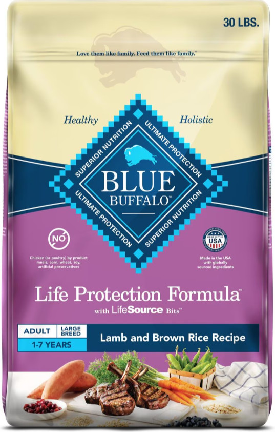 Blue Buffalo Life Protection Large Breed Lamb & Rice Adult Dry Dog Food, 30 lb