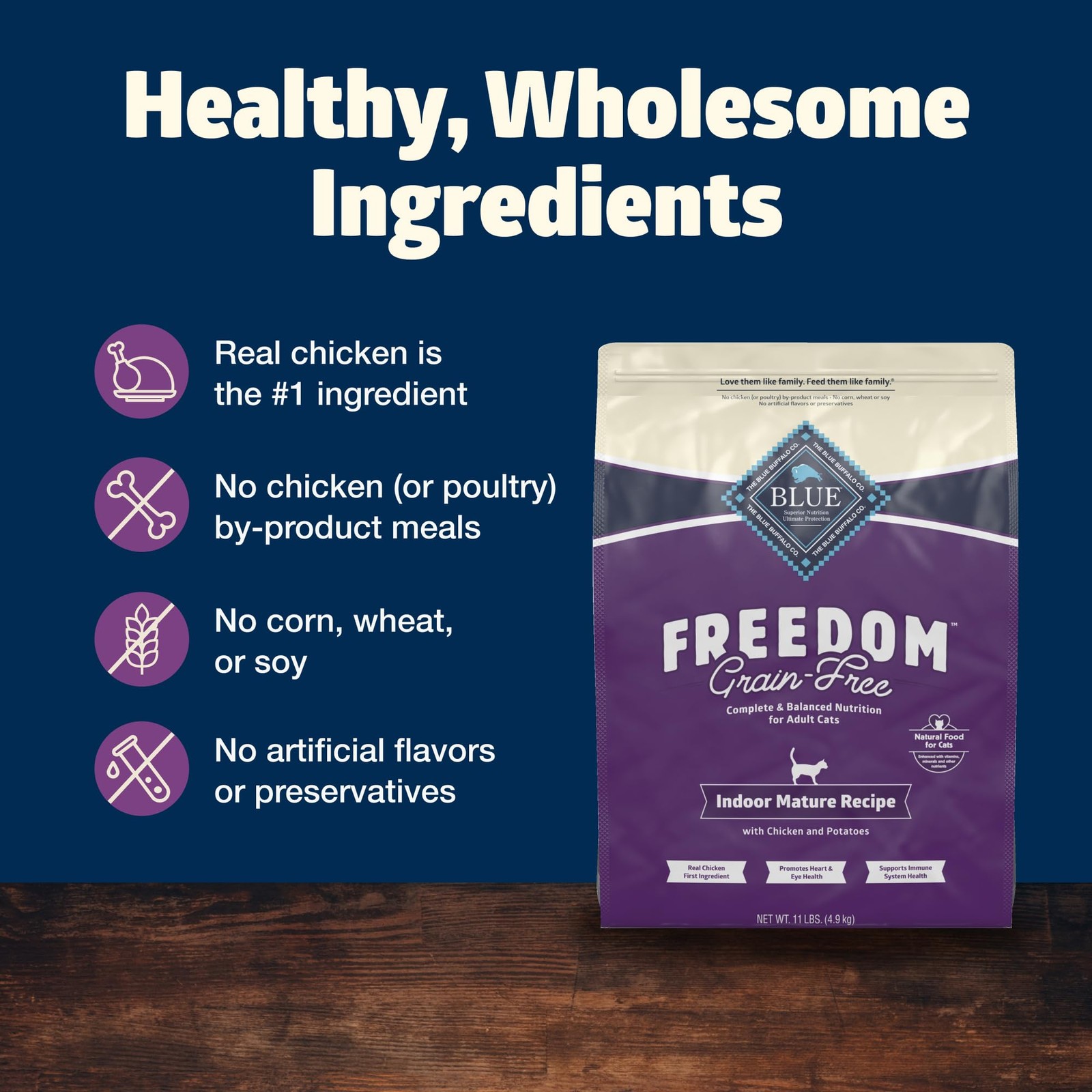Blue Buffalo Freedom Grain-Free Dry Cat Food for Mature 1 Count (Pack of 1)