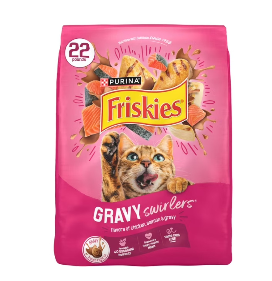 (2 pack) Purina Friskies Gravy Swirlers Dry Cat Food, 22 lb Bag