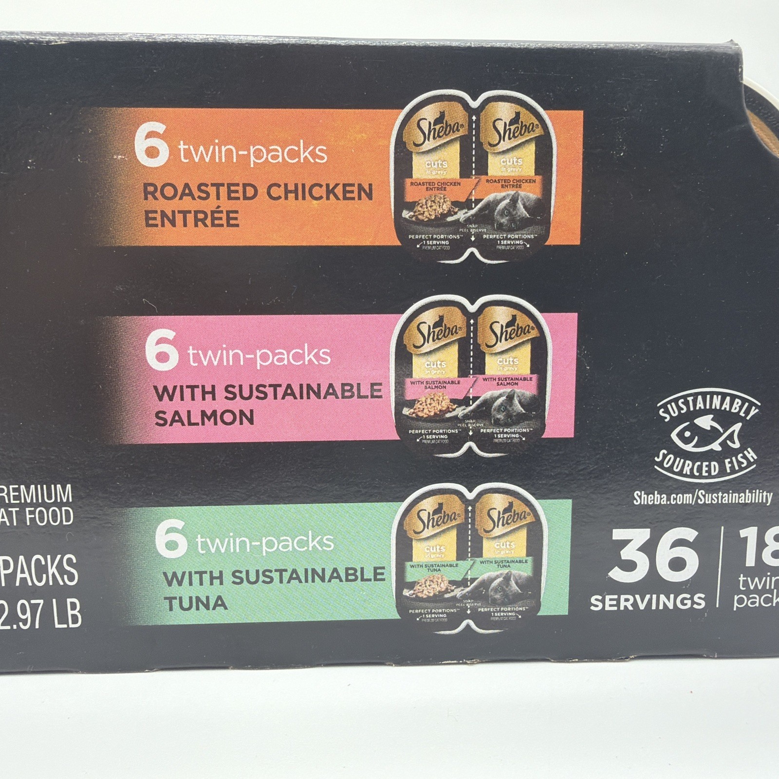Sheba Perfect Portions Wet Cat Food Cuts in Gravy, 18 Count, 36 Servings.