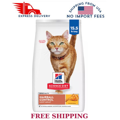 Hill’s Science Diet Adult 1-6 Hairball Control Light Dry Cat Food,Chicken,15.5lb