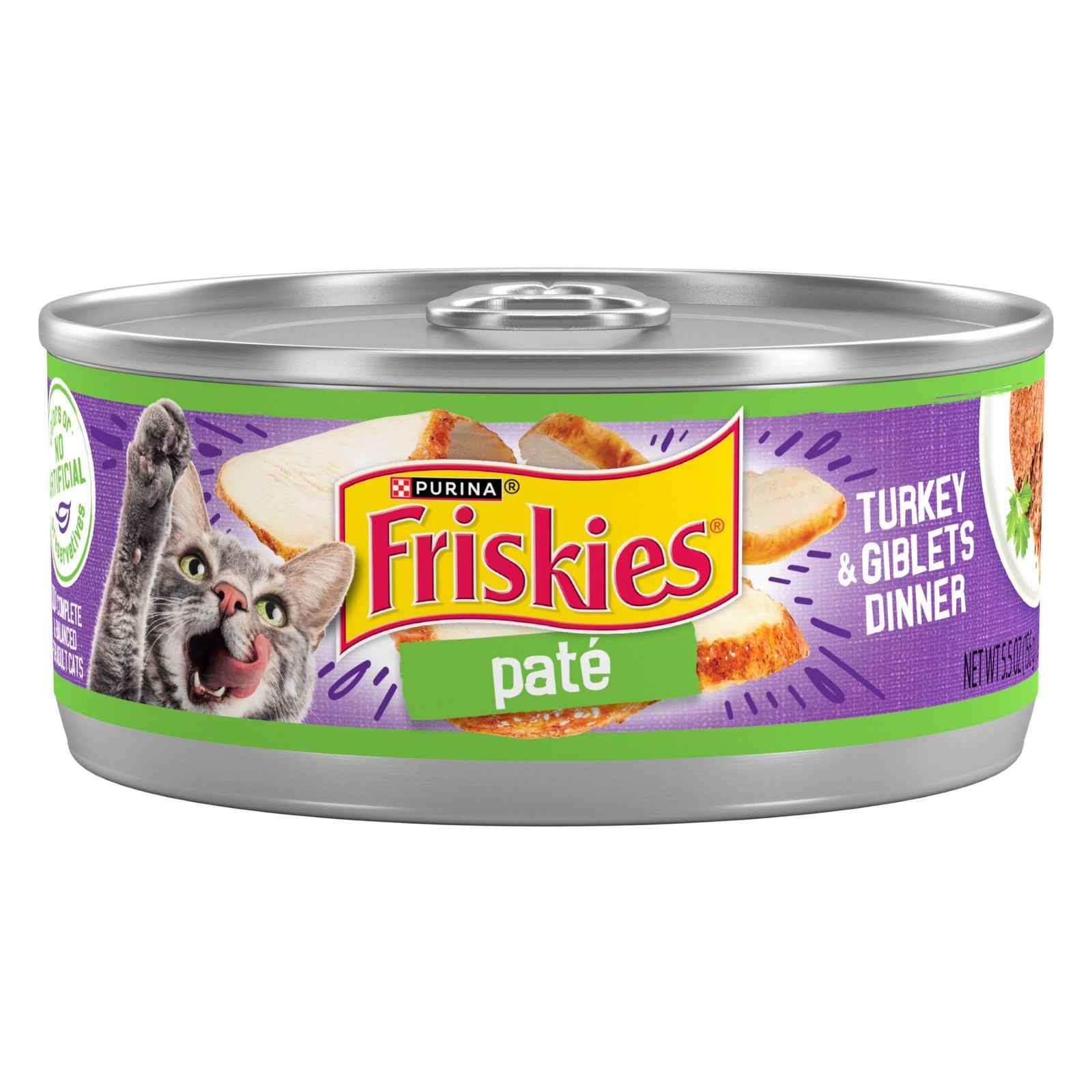 Purina Friskies Wet Cat Food Pate Turkey and Giblets Dinner Pack of 24 5.5 oz