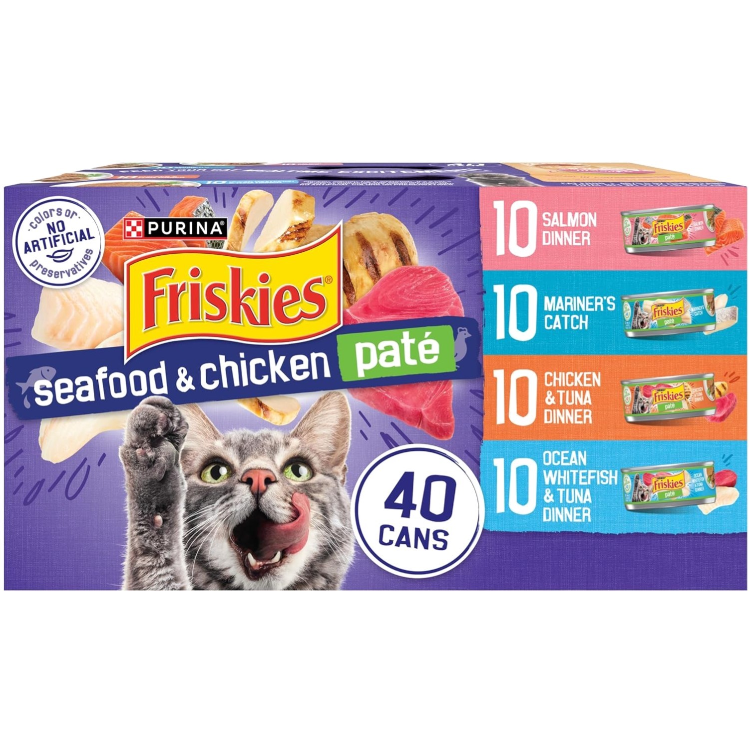 Purina Wet Cat Food Variety Pack – 40 cans Seafood & Chicken