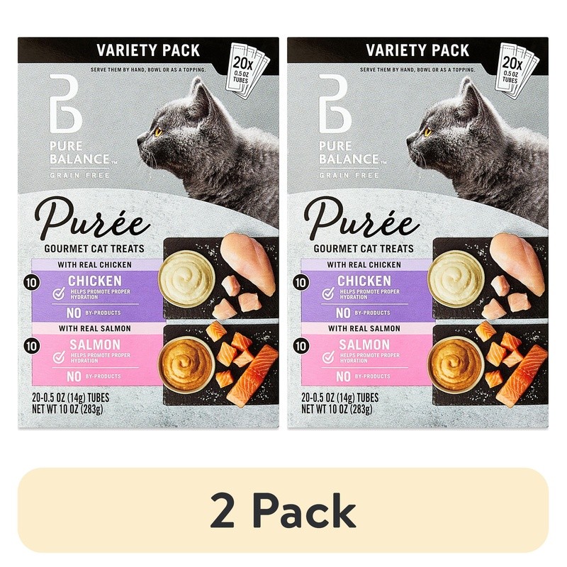 Grain Free Gourmet Cat Treats Chicken Salmon Puree 20 Count Hydrating Snack New
