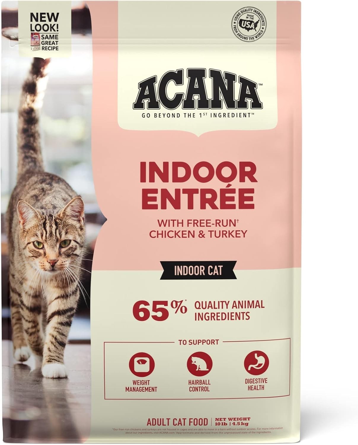 Dry Cat Food for Indoor Cats Chicken Turkey Whole Herring and Rabbit 10lb Bag