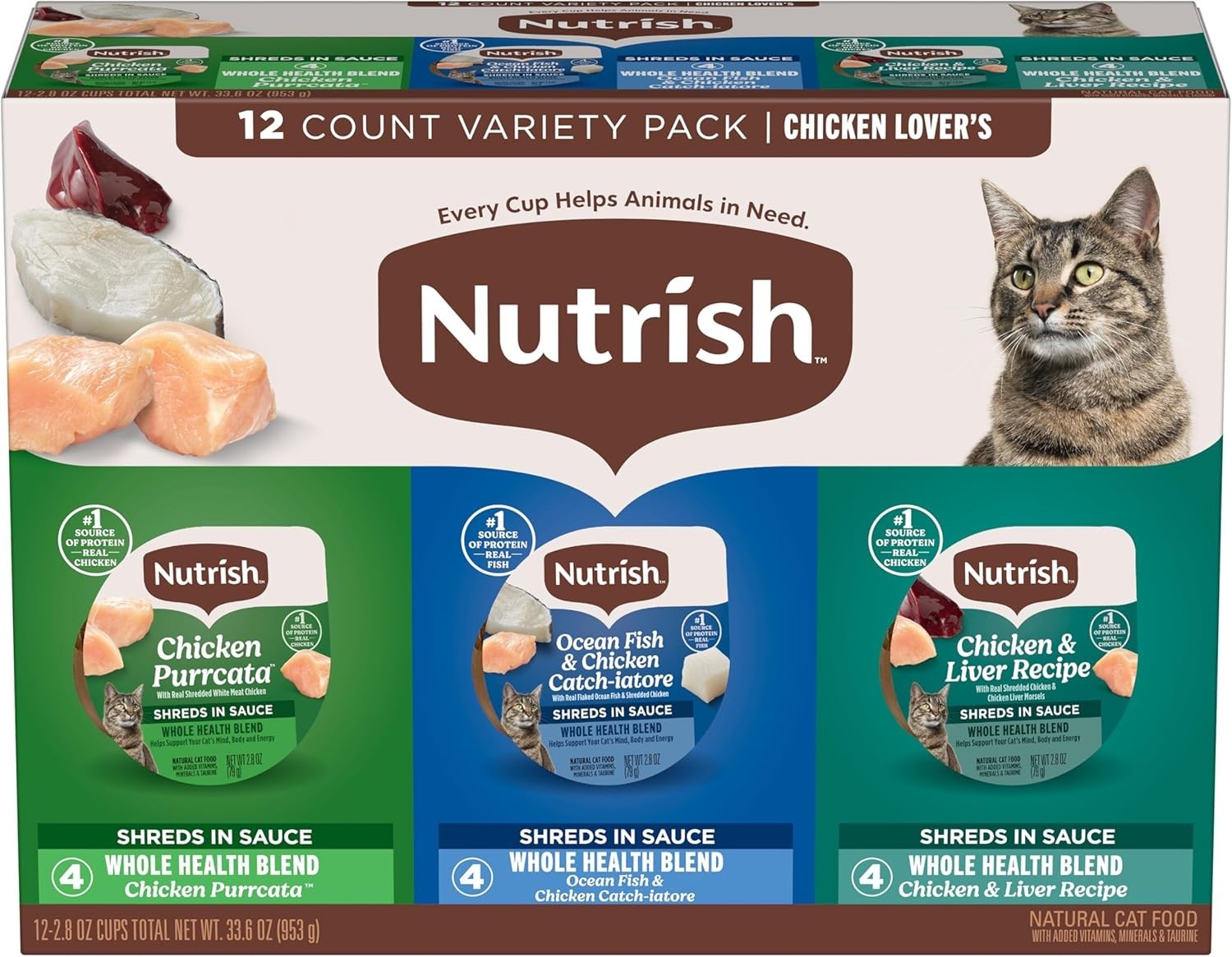 Nutrish Grain Free Chicken Lover’s Whole Health Blend Variety Pack Wet Cat Food,