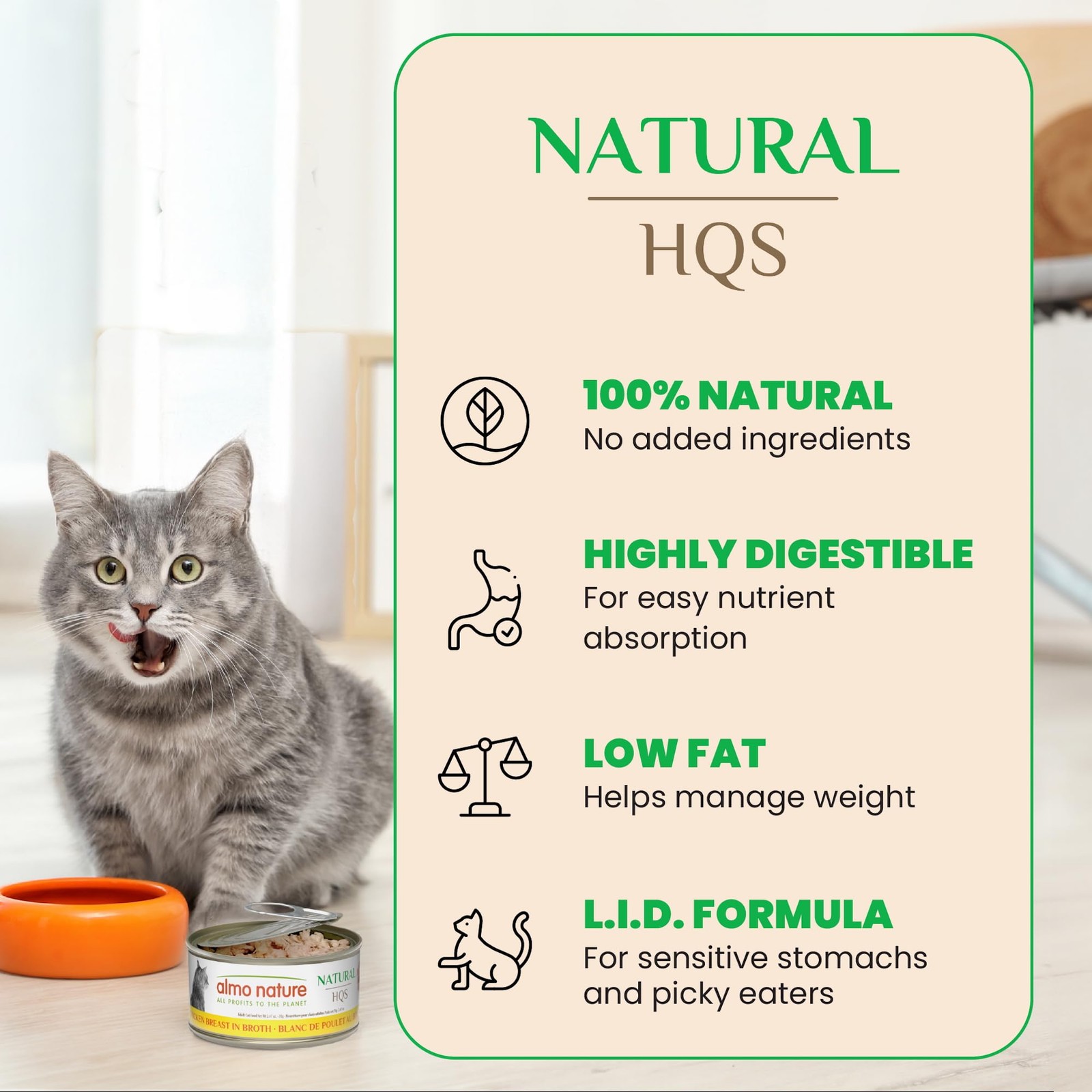 almo nature HQS Natural Wet Cat Food Tuna in Broth Pacific Style 2.47 oz (Pac…
