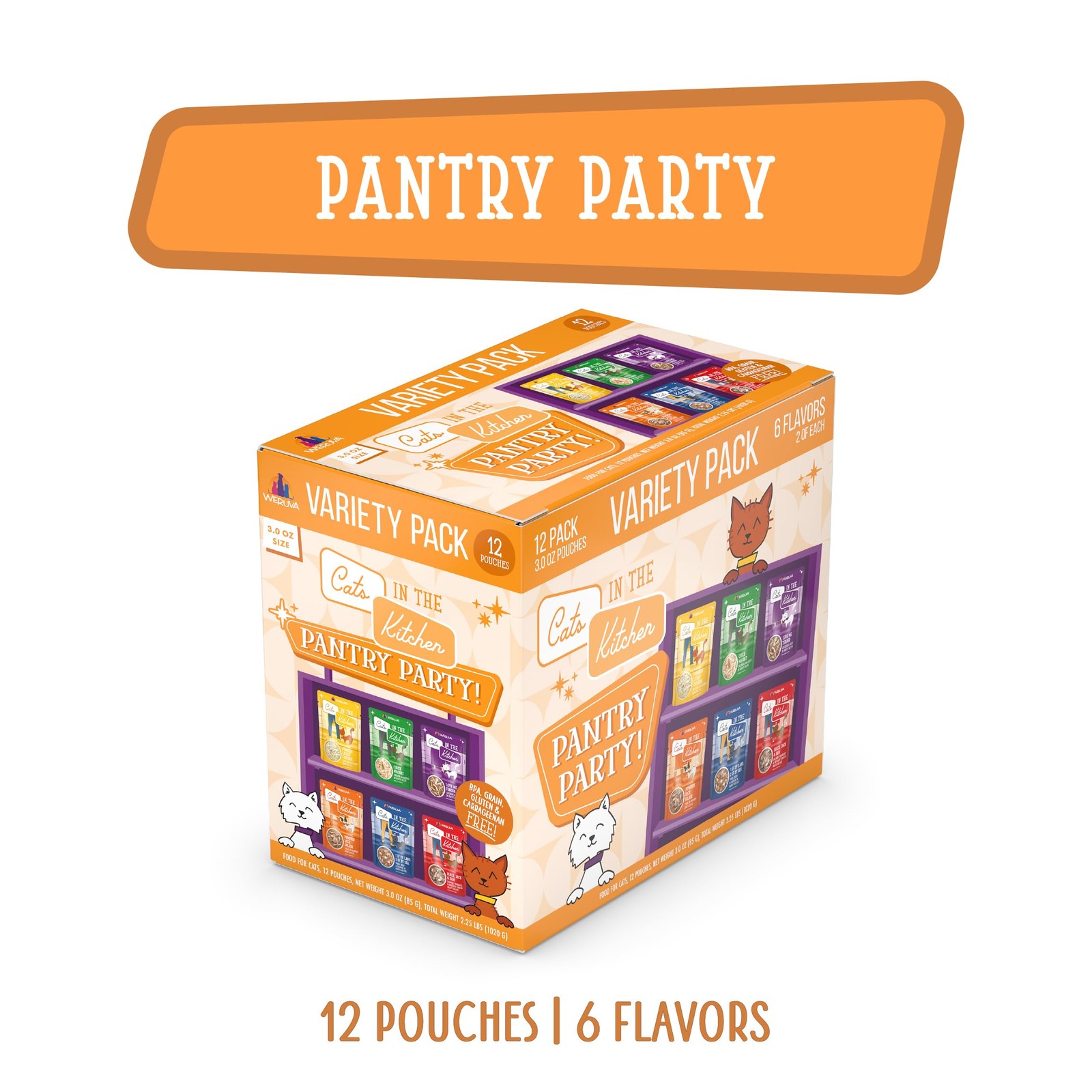 Weruva Cats in the Kitchen, Pantry Party Pouch 3 Ounce (Pack of 12), Rainbow