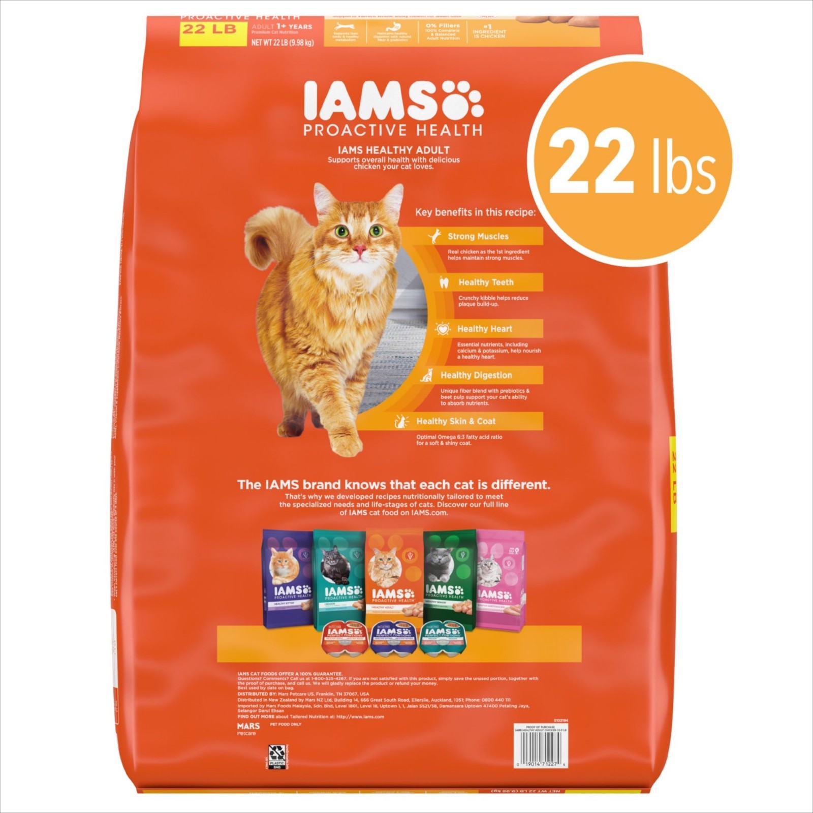 Iams Proactive Health Chicken Dry Cat Food Adult Formula 22 lb Bag FREESHIP