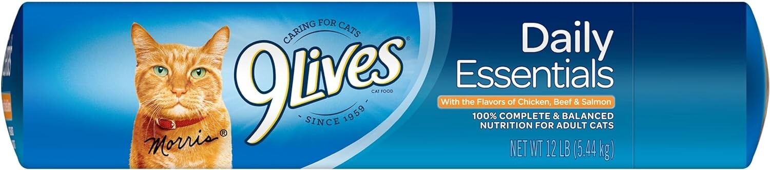 9Lives Daily Essentials Dry Cat Food With Chicken, Beef & Salmon Flavors, 12 lb