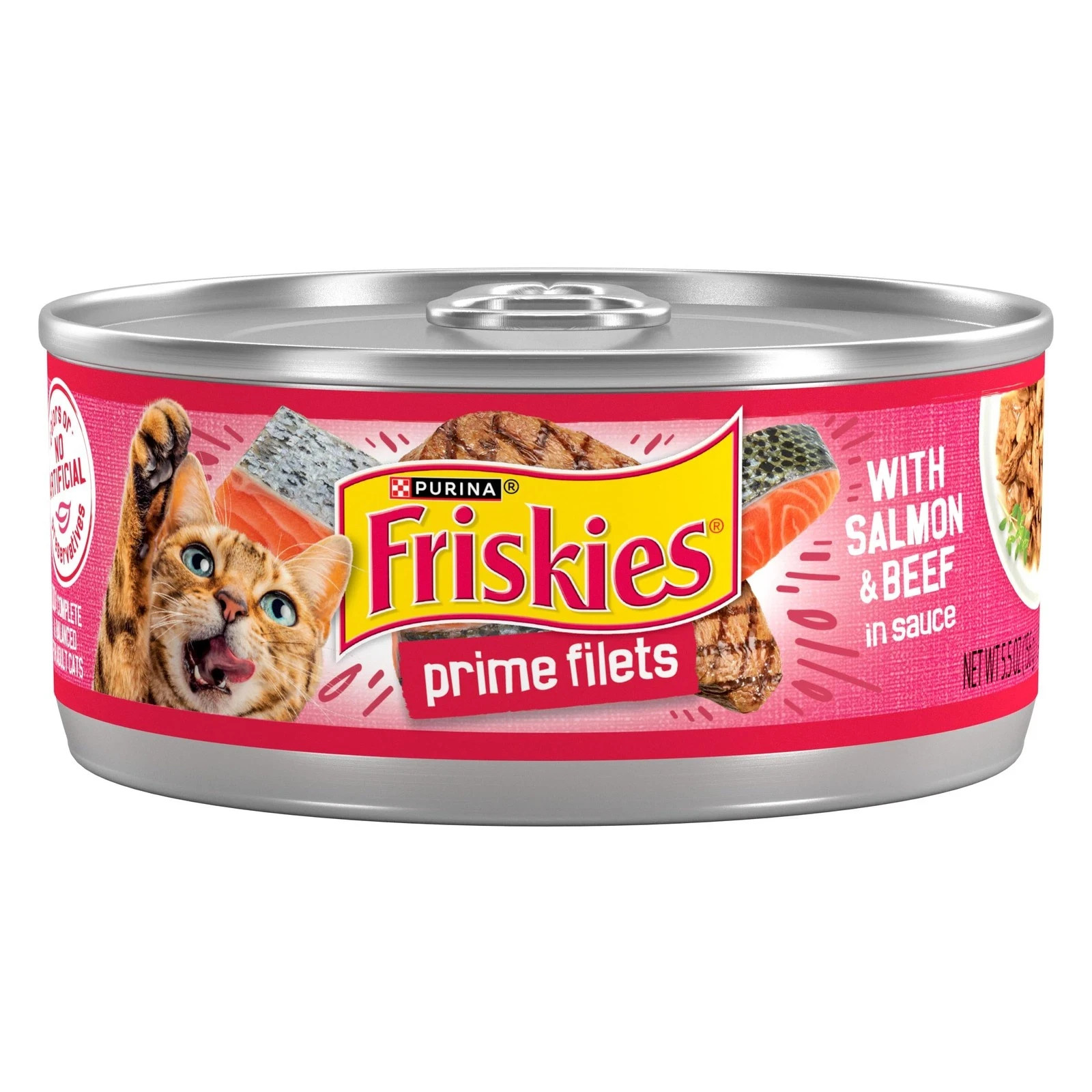 New High Protein Salmon & Beef Wet Cat Food in Sauce 24 Pack Cans, 5.5 oz