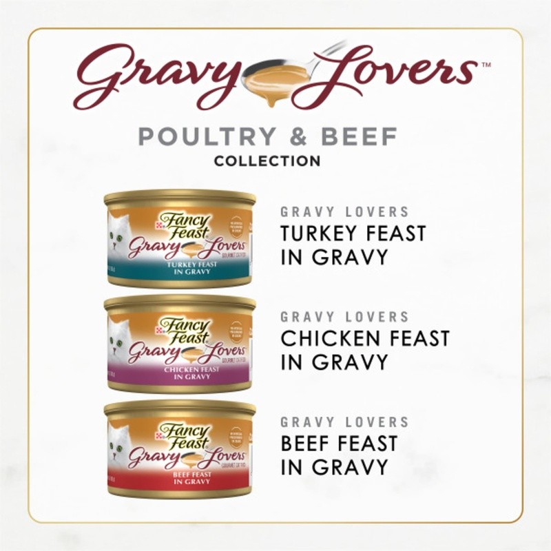Gourmet Wet Cat Food Variety Pack Gravy Lovers Turkey Chicken Beef 30 Cans New