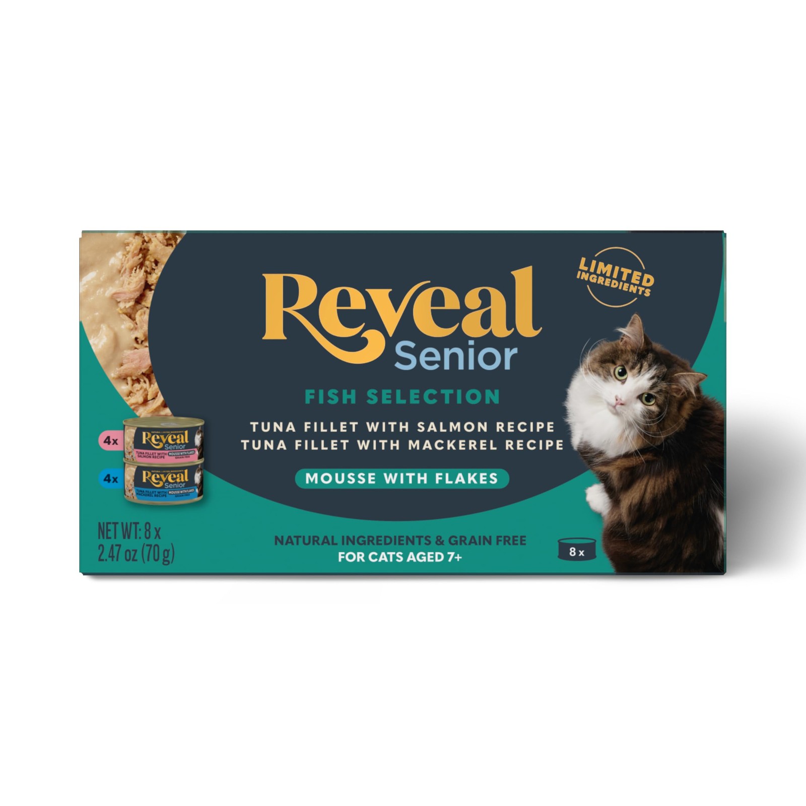 Tuna Senior Wet Cat Food Flakes in Mousse 8-Pack Protein, Limited Ingredient,…
