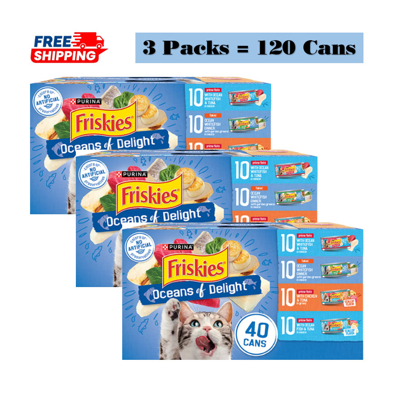 3 Pack/120 Cans,Friskies® All Life Stages Cat Wet Food – Variety Pack,5.5 Oz