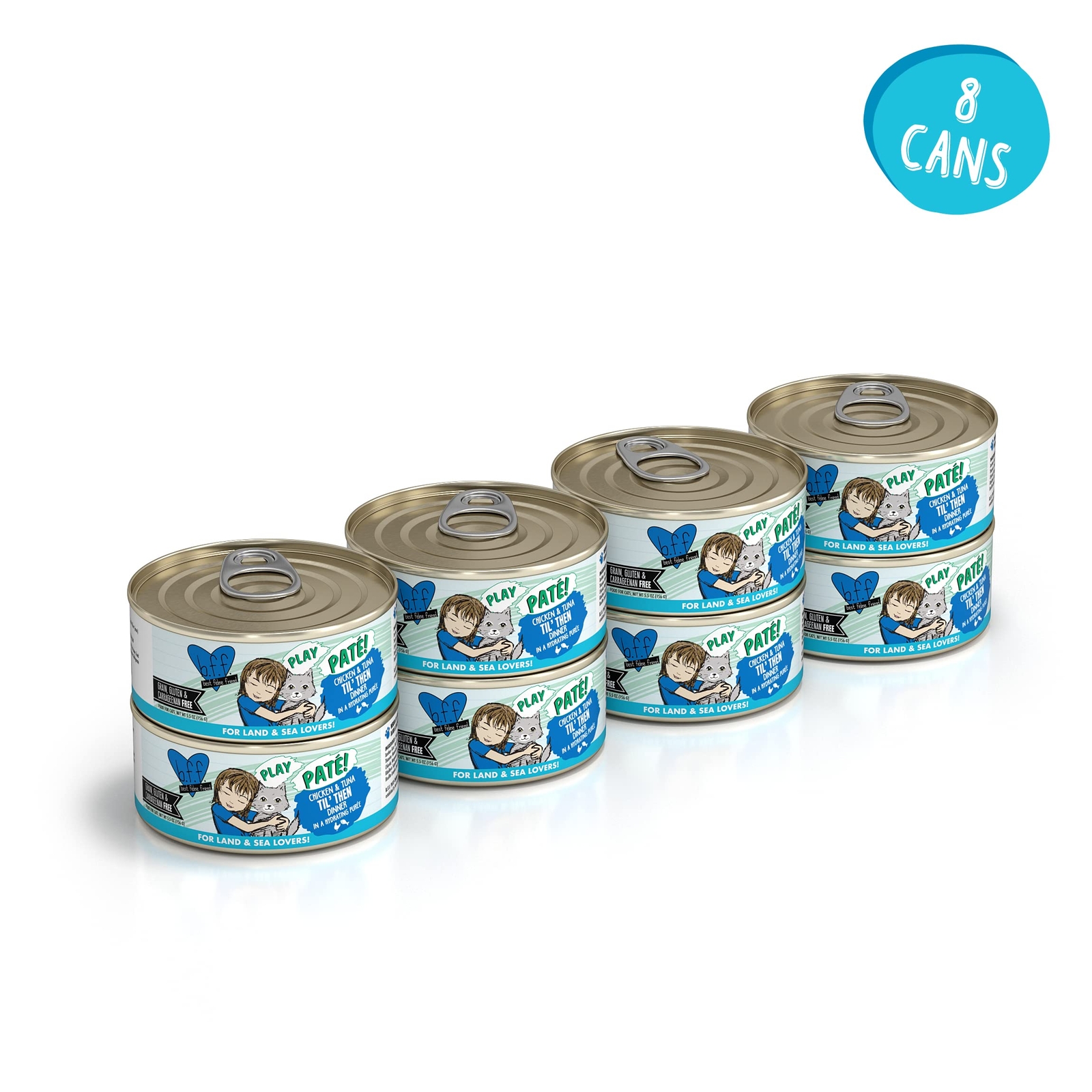 BFF Play Protein Rich Grain Free Wet Cat Food Chicken Tuna Pate 5.5oz Pack of 8