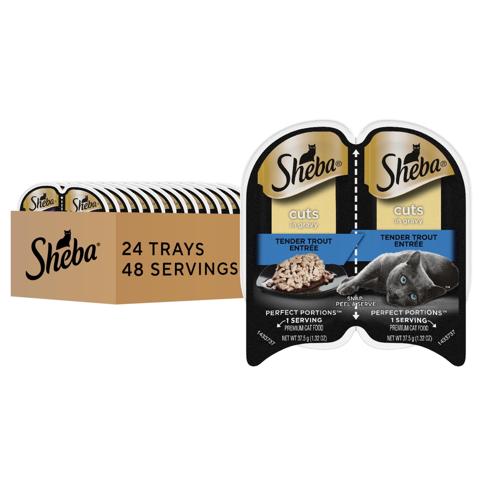 Sheba Perfect Portions Wet Cat Food Trout Cuts in Gravy 24 Pack of 1