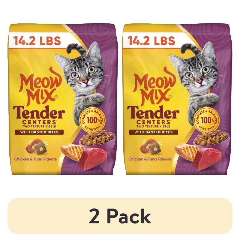 🐱Meow Mix Tender Centers Dry Cat Food Basted Bites, Chicken & Tuna 🐱2* 14.2 lb