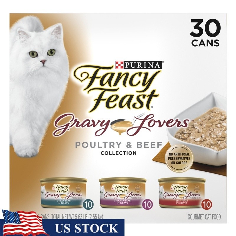 Gourmet Wet Cat Food Variety Pack Gravy Lovers Turkey Chicken Beef 30 Cans New