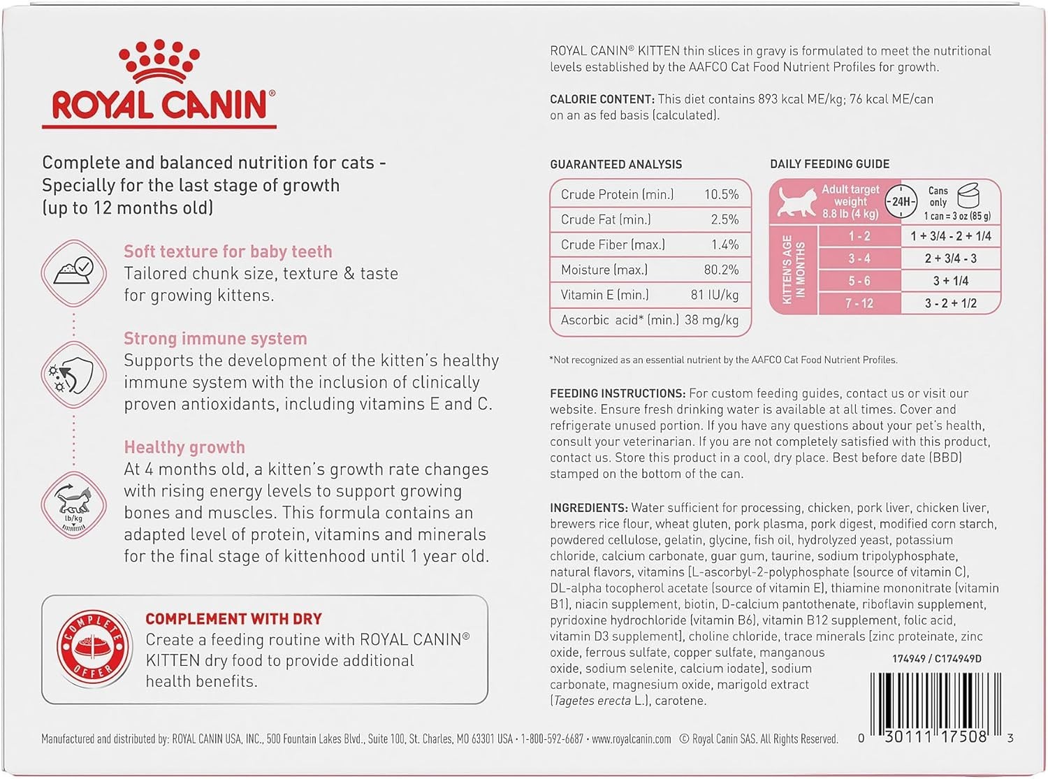 Royal Canin Kitten Up to 12 months | Thin Slices in Gravy | Cat Food, Pack of 12