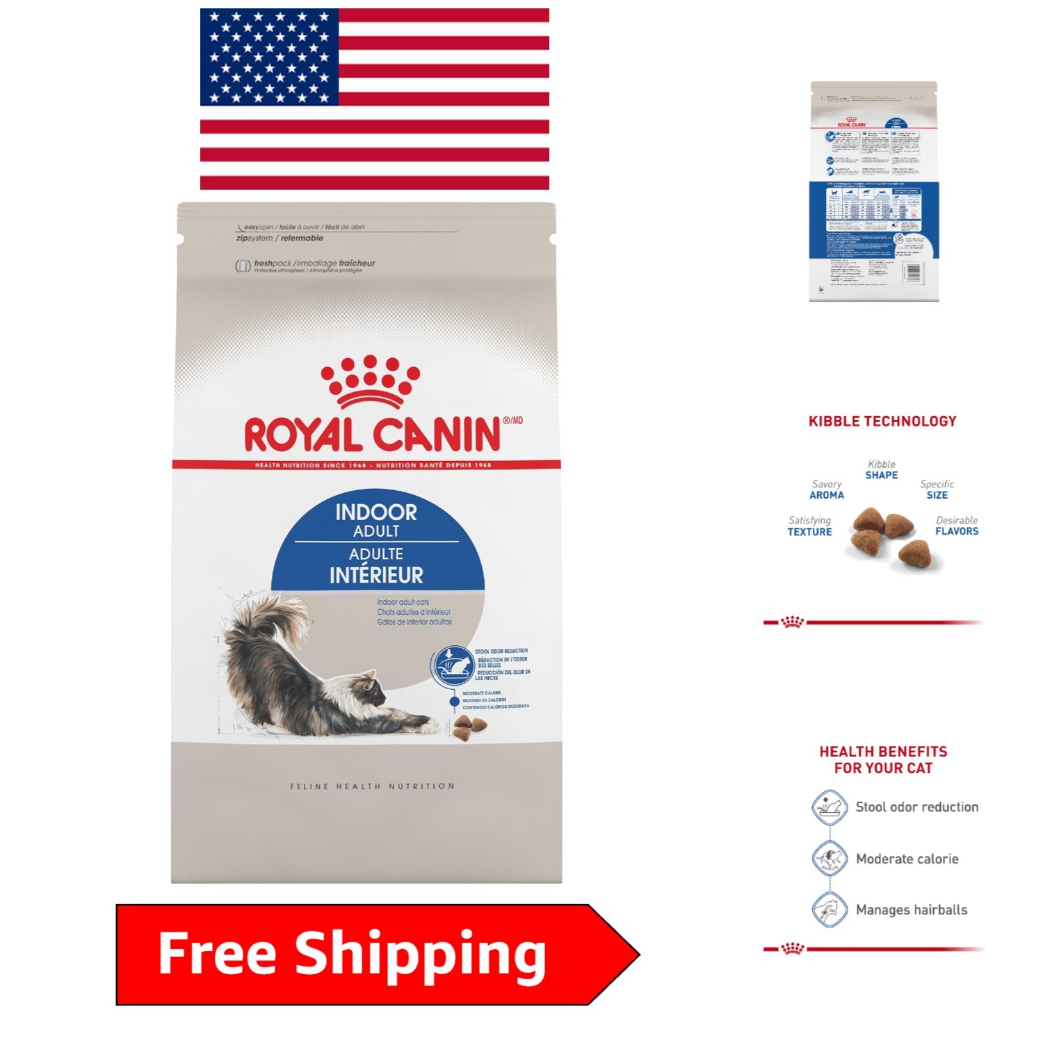 15 lb Royal Canin Indoor Adult Cat Kibble with Hairball Control & Weight Support