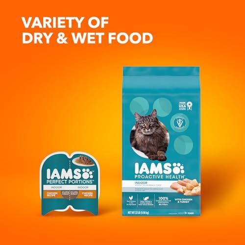 Iams Proactive Health Indoor Dry Cat Food 7Lb Chicken Turkey Hairball Care