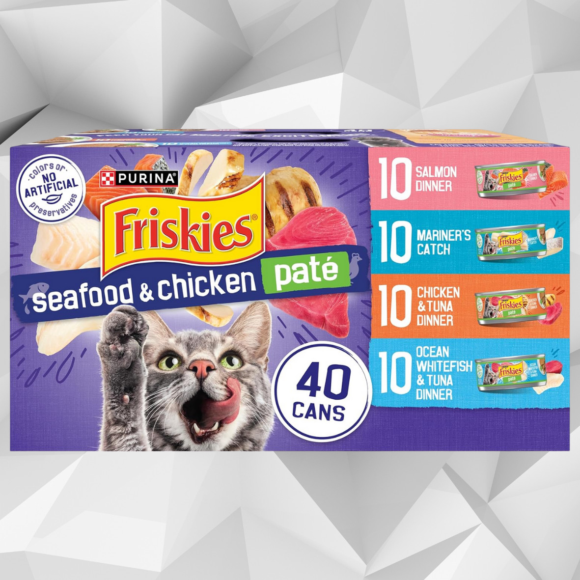 Purina Friskies Seafood & Chicken Pate Favorites Wet Cat Food – 40 Count