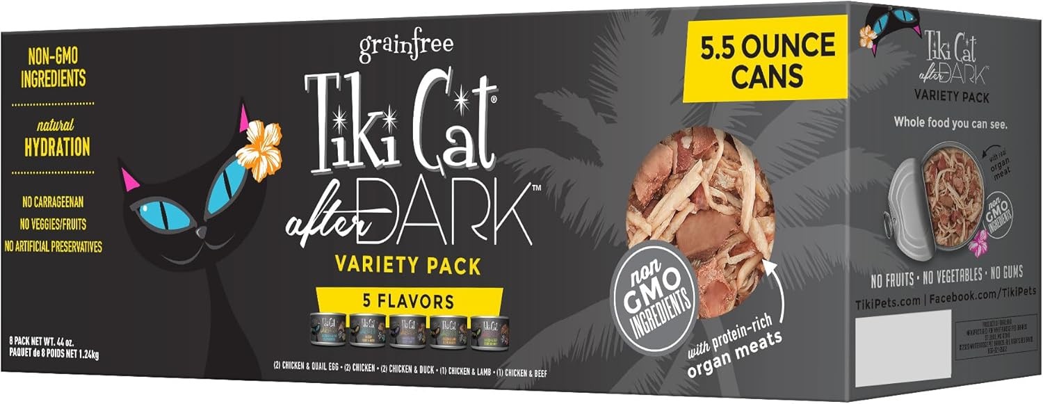 Tiki Cat After Dark, Variety Pack, 5.5 Ounce (Pack of 8), Pack