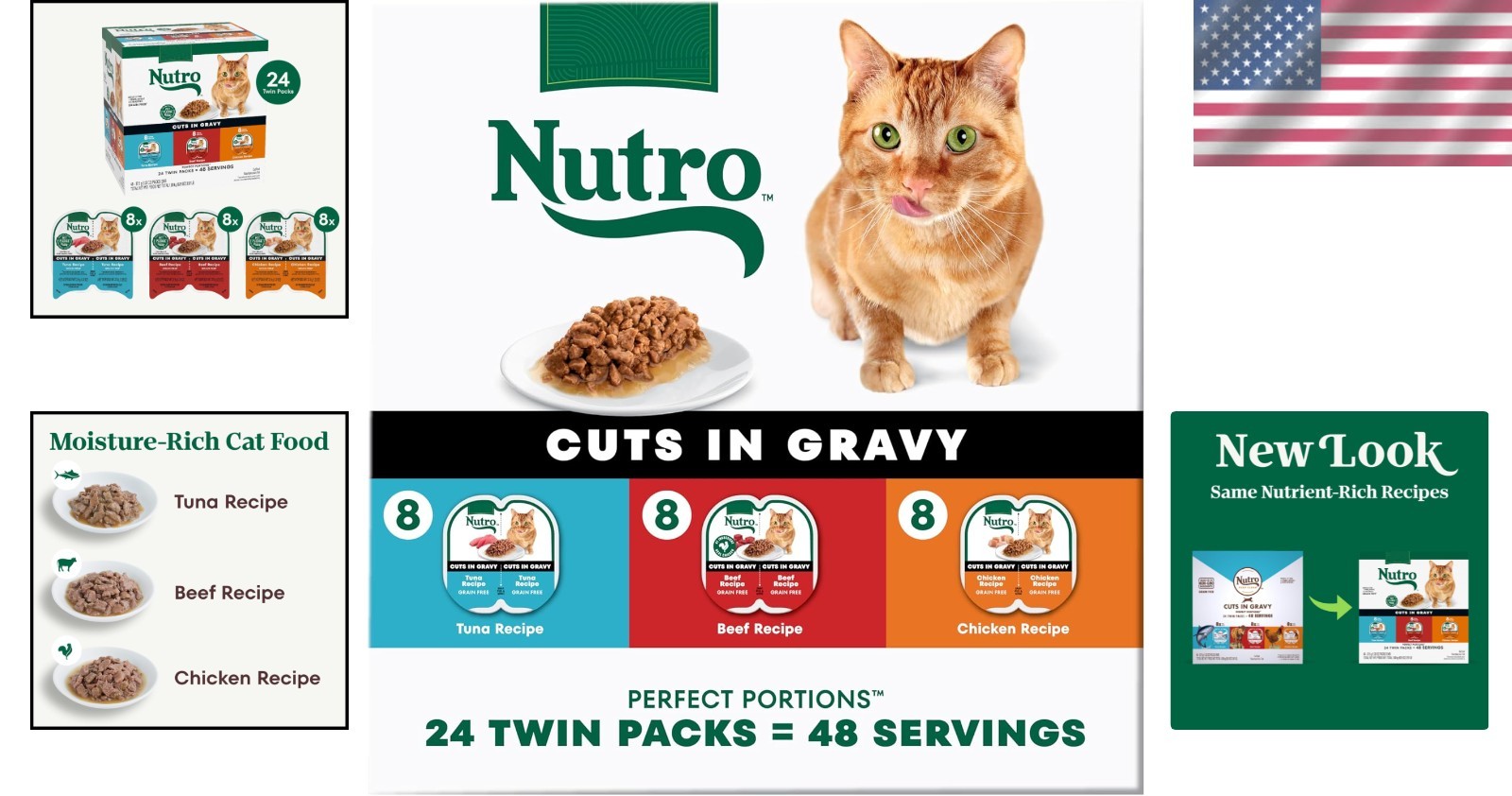 Nutro Perfect Portions Wet Cat Food Variety Pack: Beef, Tuna, Chicken 24 Count