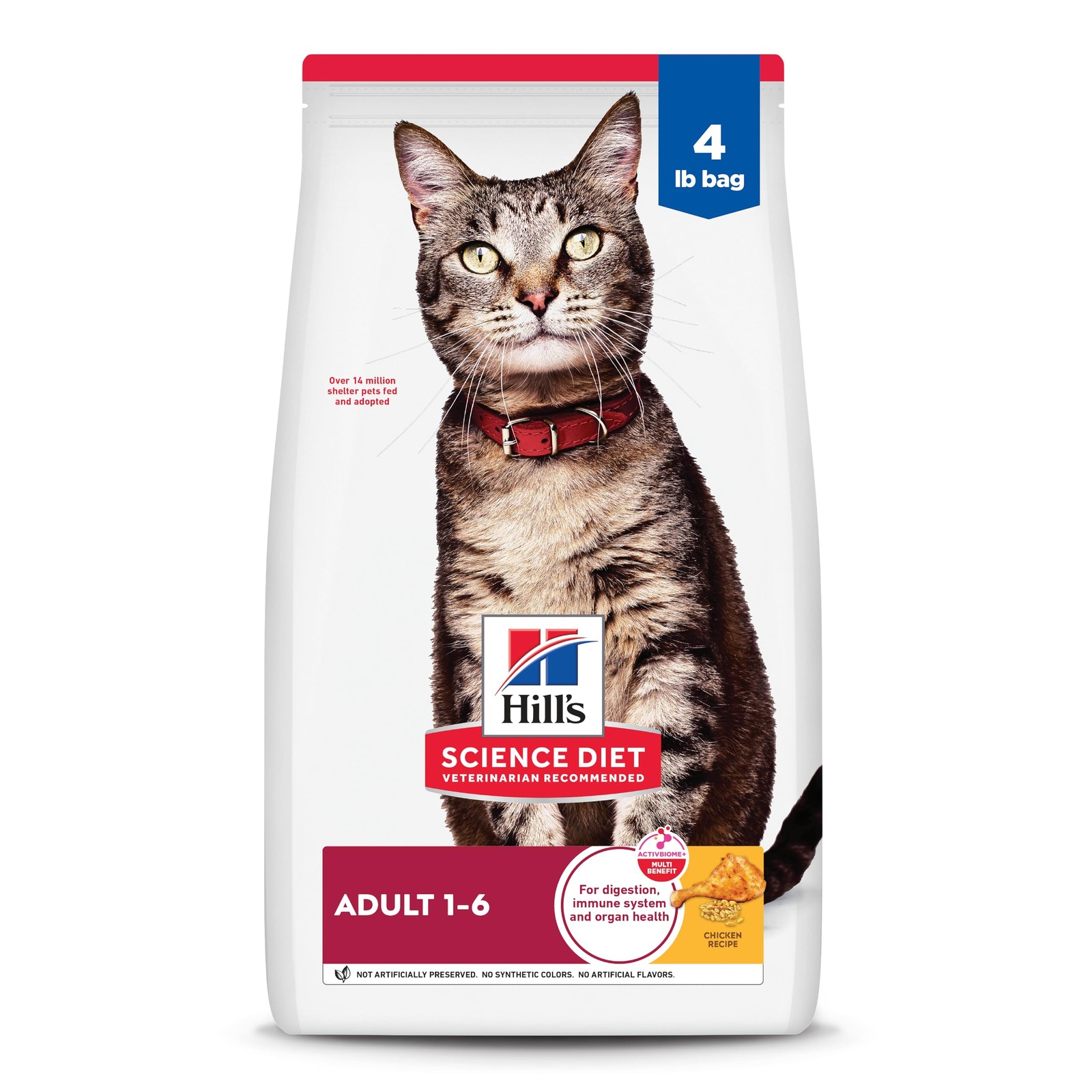 Hill’s Science Diet Adult 1-6 Dry Cat Food, 4 Pound (Pack of 1), White