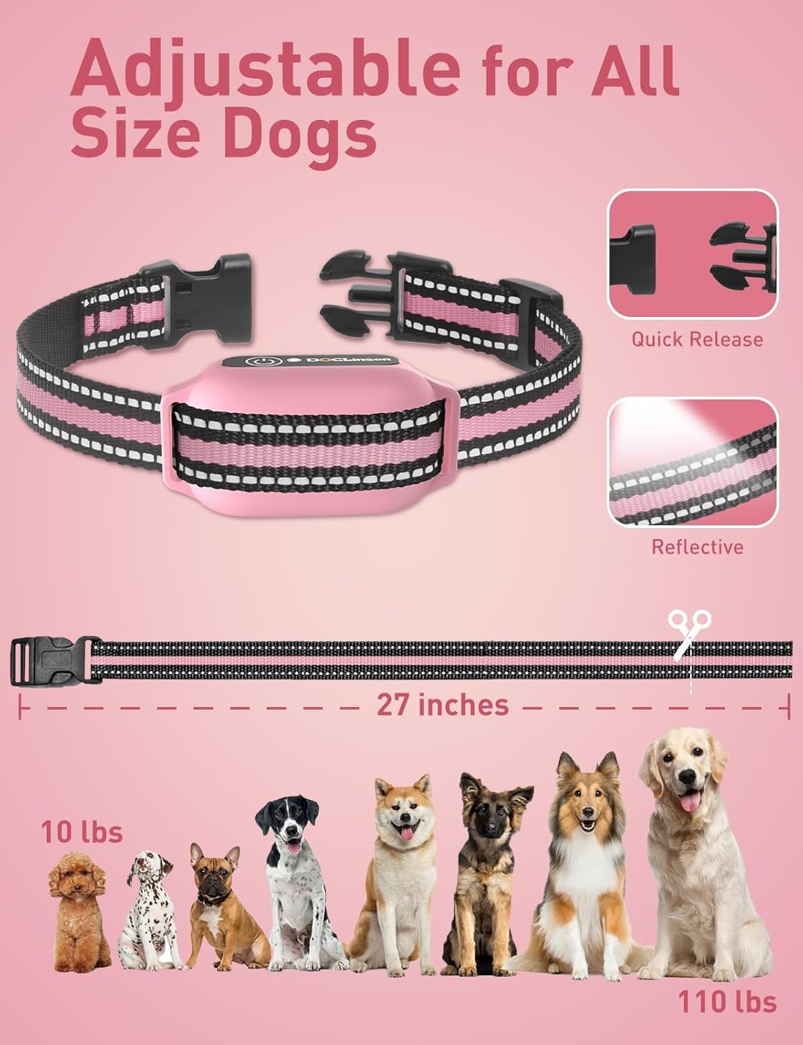 2-in-1 Bark and Shock Collar for Dogs, Smart Anti Barking Dog Training Collar wi
