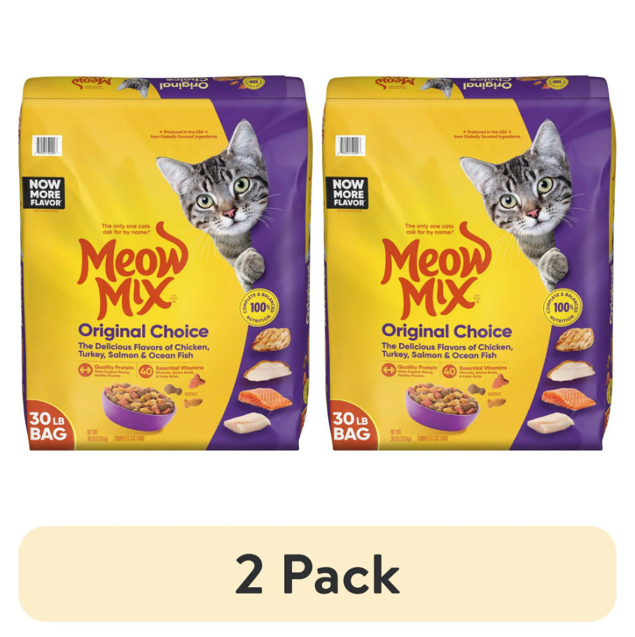 (2 pack) Meow Mix Original Choice Dry Cat Food, 30 lb. bag
