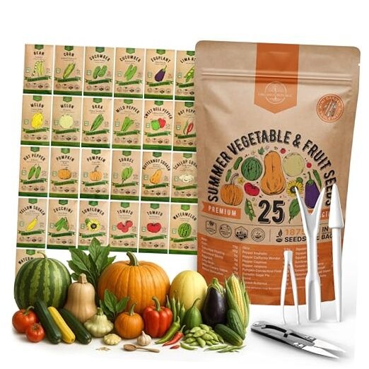 Variety Pack – 1,870+ 25 Summer Vegetable & Fruit Seeds Summer Vegetable Seeds