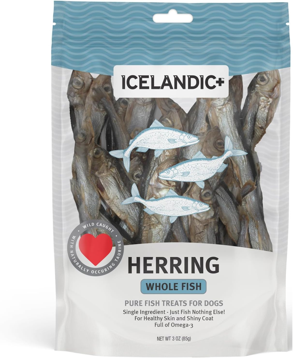 Whole Fish Herring – 3Oz Bag – Dog Treats, Pure Wild-Caught Air-Dried Fish, Sing