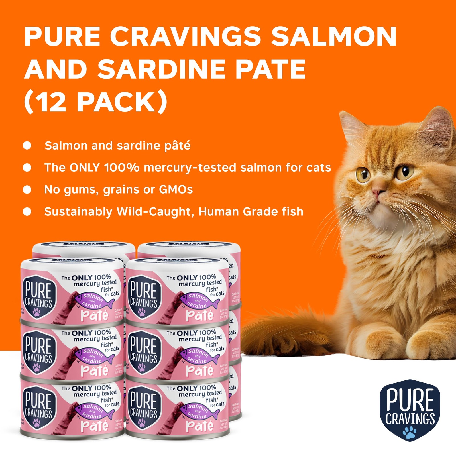 Pure Cravings Salmon And Sardine Pate Canned Wet Cat Food 100 Mercury-Tested